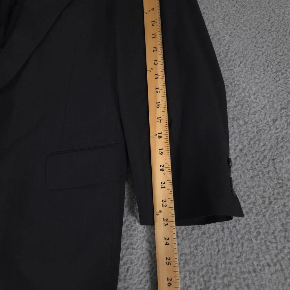 Tom James 2-Piece Suit Mens 44R Pants 34x30 Black Executive Blazer Trousers
